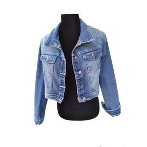 Women's Plus Size Denim Jackets Ladies Oversize Jean Button Closed Cropped Coats